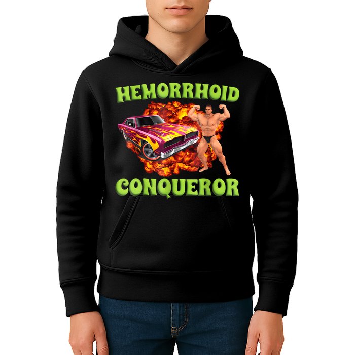 Hemorrhoid Conqueror Funny Meme Weird Offensive Cringe Joke Kids Hoodie