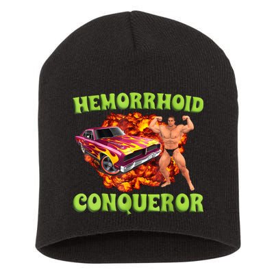 Hemorrhoid Conqueror Funny Meme Weird Offensive Cringe Joke Short Acrylic Beanie