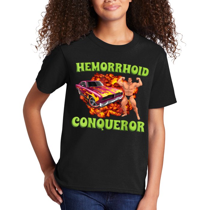 Hemorrhoid Conqueror Funny Meme Weird Offensive Cringe Joke Kids T-Shirt