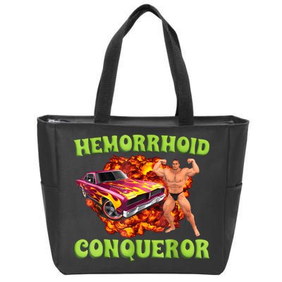 Hemorrhoid Conqueror Funny Meme Weird Offensive Cringe Joke Zip Tote Bag