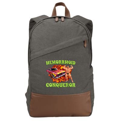 Hemorrhoid Conqueror Funny Meme Weird Offensive Cringe Joke Cotton Canvas Backpack