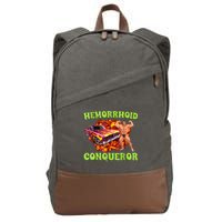 Hemorrhoid Conqueror Funny Meme Weird Offensive Cringe Joke Cotton Canvas Backpack