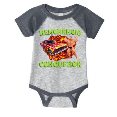 Hemorrhoid Conqueror Funny Meme Weird Offensive Cringe Joke Infant Baby Jersey Bodysuit