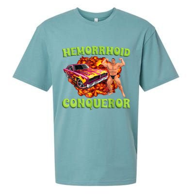 Hemorrhoid Conqueror Funny Meme Weird Offensive Cringe Joke Sueded Cloud Jersey T-Shirt