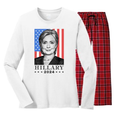 Hillary Clinton For Democrat For President In 2024 Election Women's Long Sleeve Flannel Pajama Set 