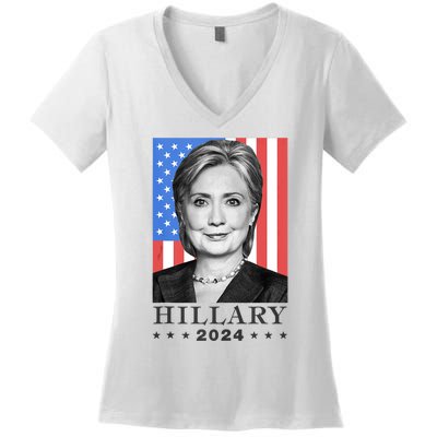 Hillary Clinton For Democrat For President In 2024 Election Women's V-Neck T-Shirt