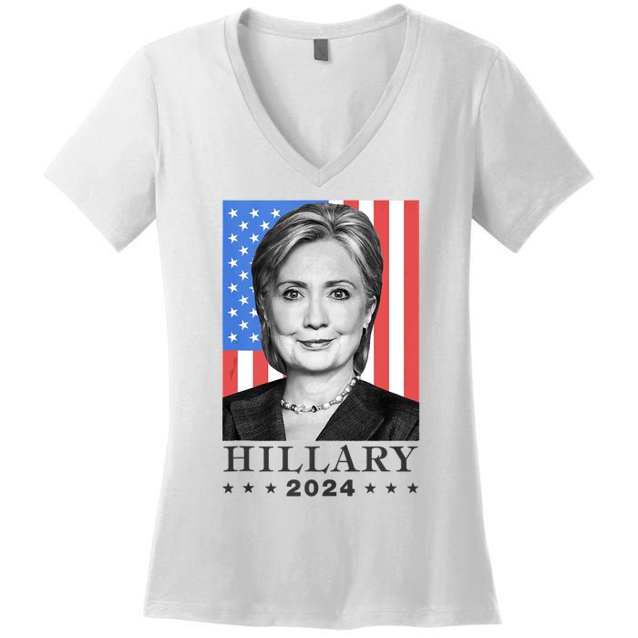 Hillary Clinton For Democrat For President In 2024 Election Women's V-Neck T-Shirt