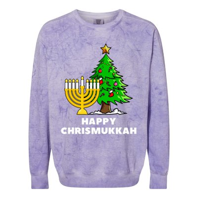 Happy Chrismukkah Funny Hanukkah And Christmas Gift Colorblast Crewneck Sweatshirt