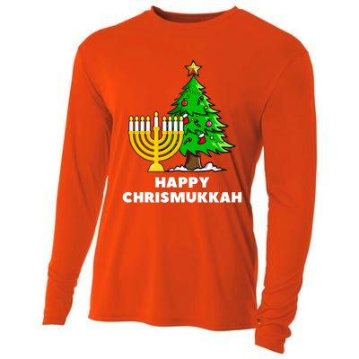 Happy Chrismukkah Funny Hanukkah And Christmas Gift Cooling Performance Long Sleeve Crew