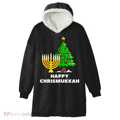 Happy Chrismukkah Funny Hanukkah And Christmas Gift Hooded Wearable Blanket