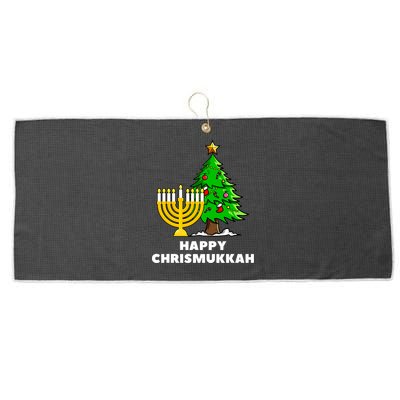 Happy Chrismukkah Funny Hanukkah And Christmas Gift Large Microfiber Waffle Golf Towel