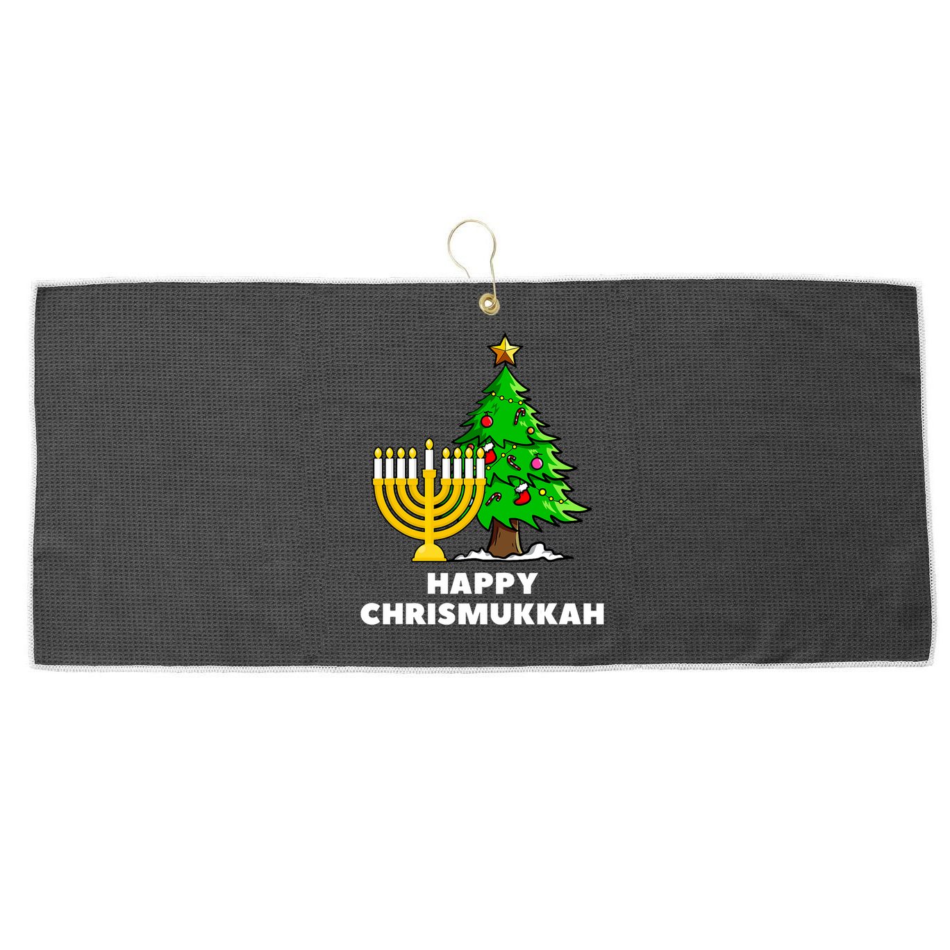 Happy Chrismukkah Funny Hanukkah And Christmas Gift Large Microfiber Waffle Golf Towel