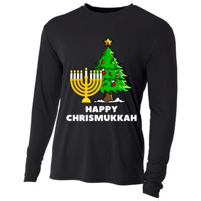 Happy Chrismukkah Funny Hanukkah And Christmas Gift Cooling Performance Long Sleeve Crew