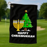 Happy Chrismukkah Funny Hanukkah And Christmas Gift Golf Towel