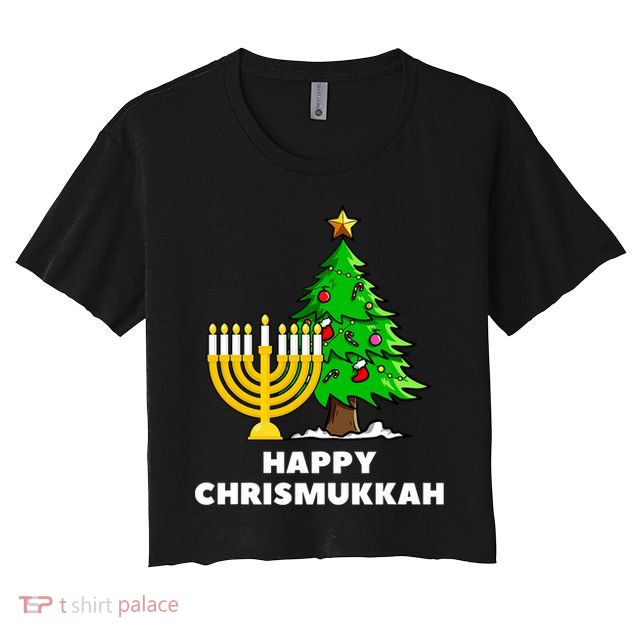Happy Chrismukkah Funny Hanukkah And Christmas Gift Crop Top
