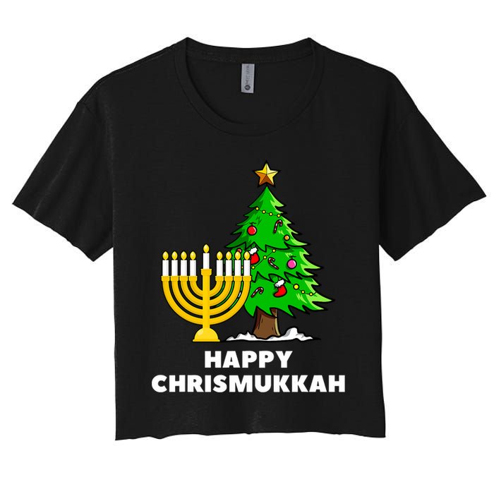 Happy Chrismukkah Funny Hanukkah And Christmas Gift Women's Crop Top Tee