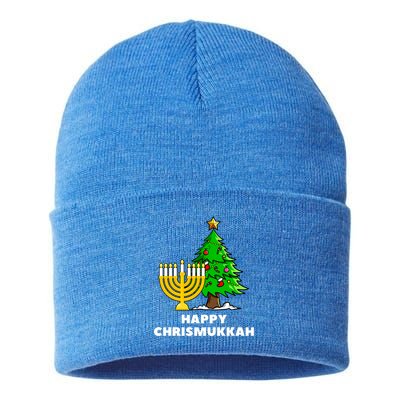 Happy Chrismukkah Funny Hanukkah And Christmas Gift Sustainable Knit Beanie