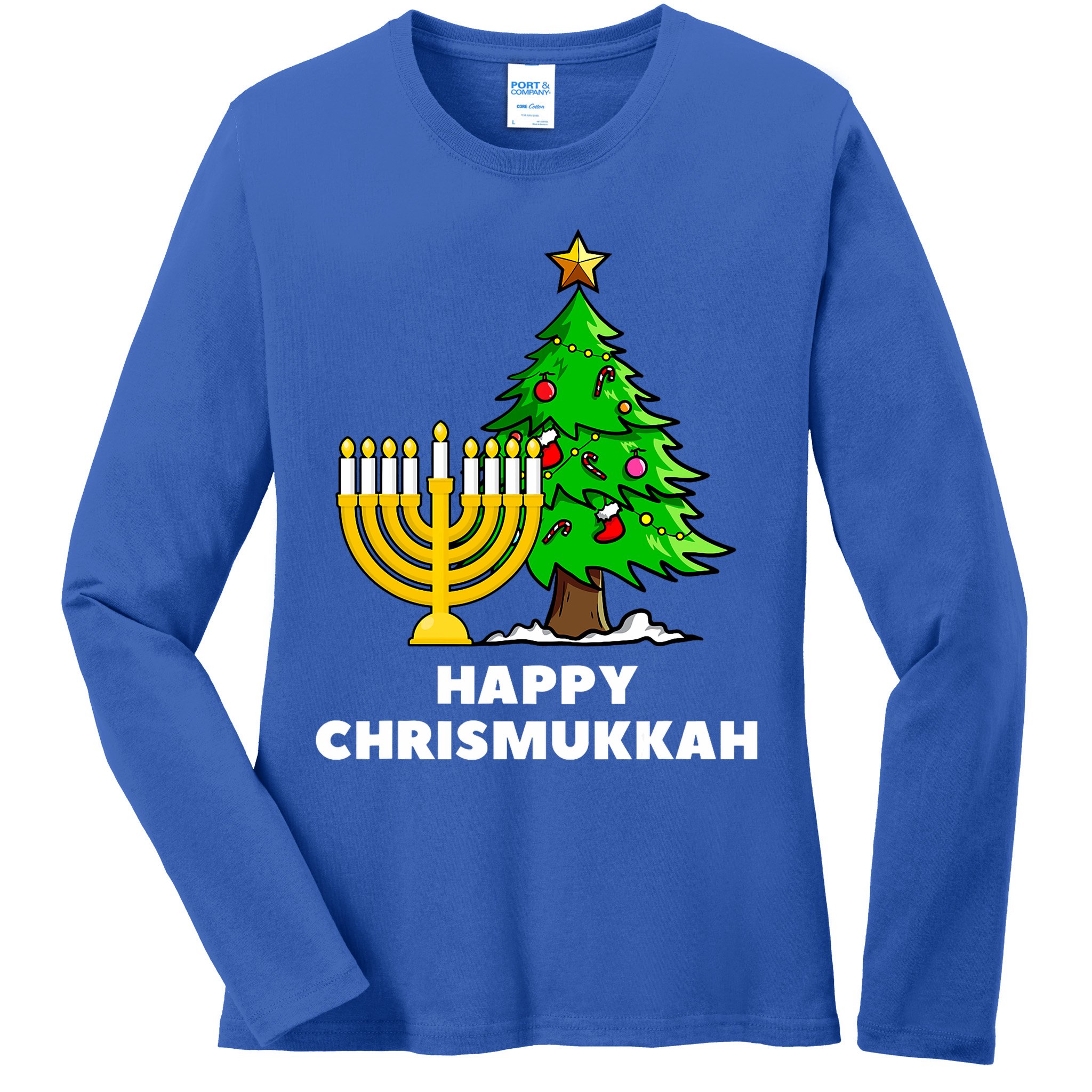 Happy Chrismukkah Funny Hanukkah And Christmas Gift Ladies Long Sleeve Shirt