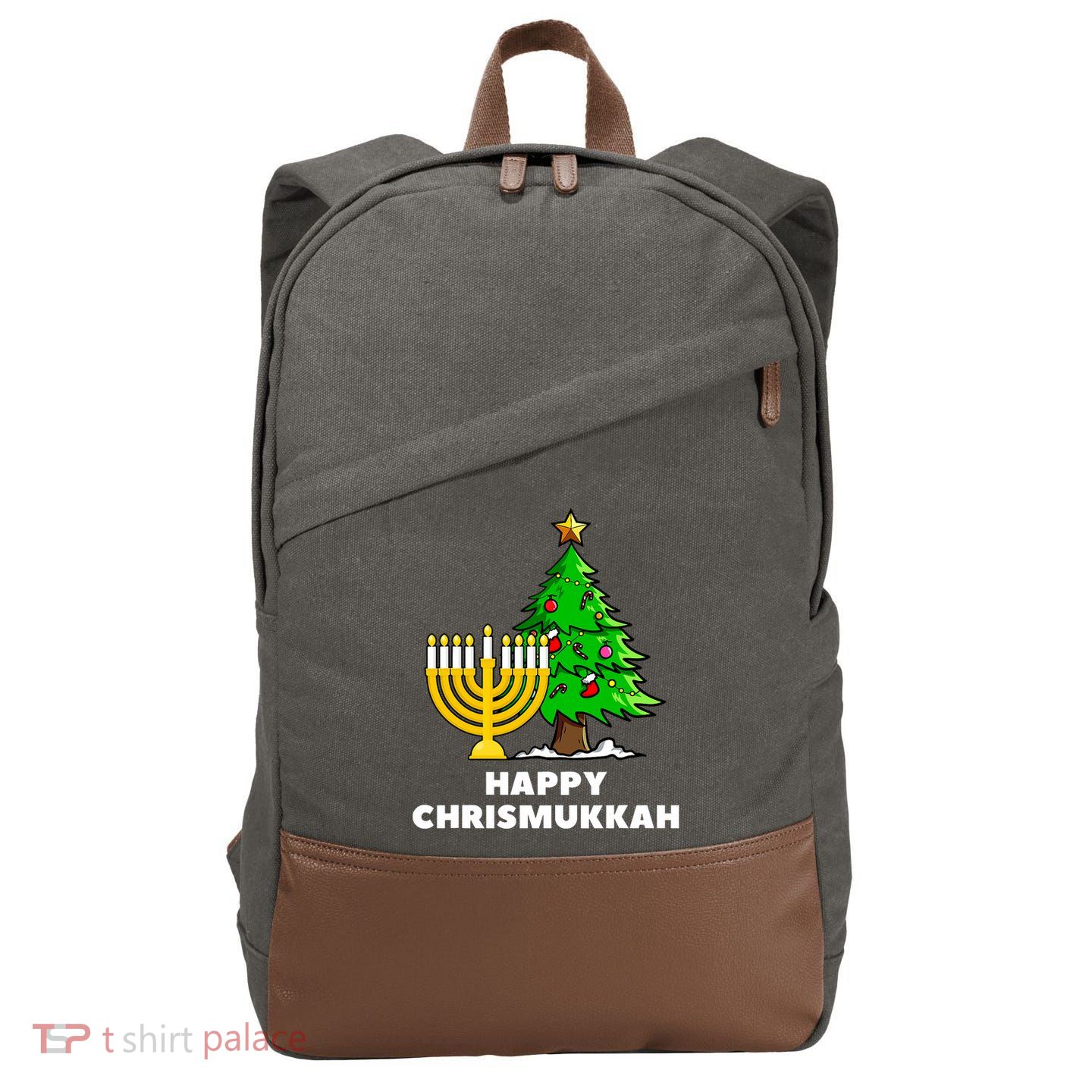 Happy Chrismukkah Funny Hanukkah And Christmas Gift Cotton Canvas Backpack