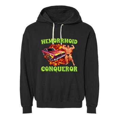 Hemorrhoid Conqueror Funny Meme Dank Weird Joke Women Garment-Dyed Fleece Hoodie