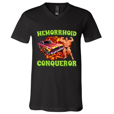Hemorrhoid Conqueror Funny Meme Dank Weird Joke Women V-Neck T-Shirt