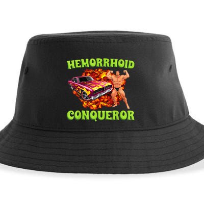 Hemorrhoid Conqueror Funny Meme Dank Weird Joke Women Sustainable Bucket Hat