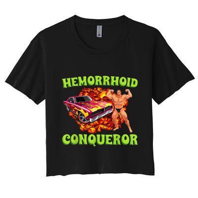 Hemorrhoid Conqueror Funny Meme Dank Weird Joke Women Crop Top