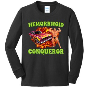 Hemorrhoid Conqueror Funny Meme Dank Weird Joke Women Kids Long Sleeve Shirt