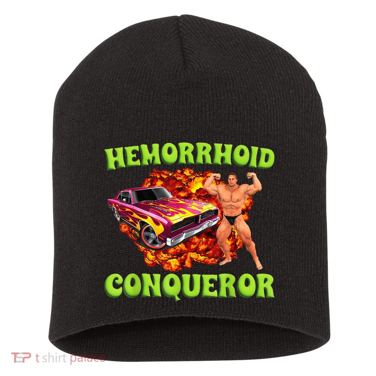 Hemorrhoid Conqueror Funny Meme Dank Weird Joke Women Short Acrylic Beanie