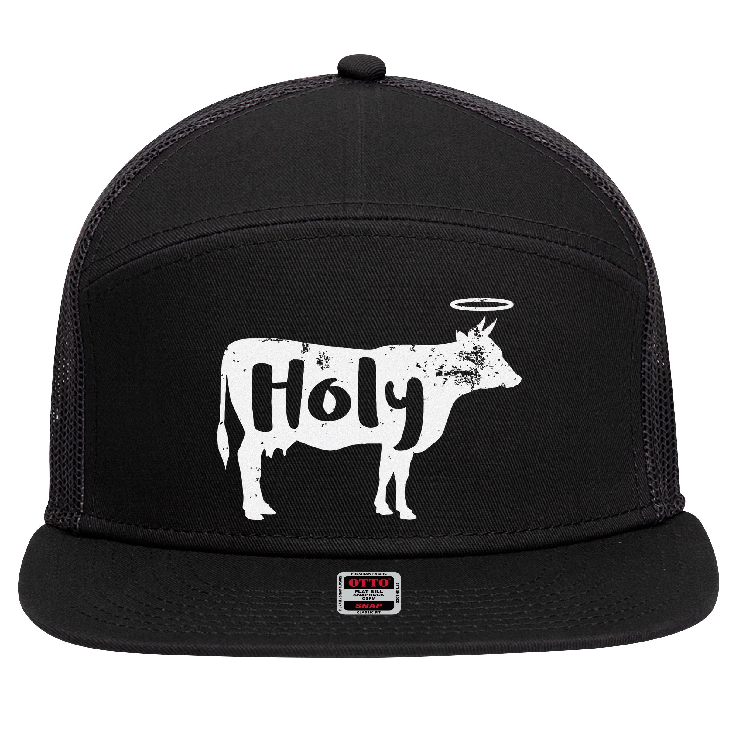 Holy Cow Funny Dairy Farmer Midwest Pride 7 Panel Mesh Trucker Snapback Hat