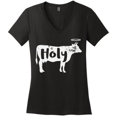 Holy Cow Funny Dairy Farmer Midwest Pride Women's V-Neck T-Shirt