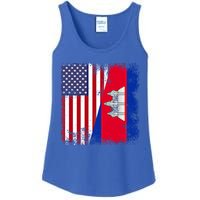 Half Cambodian Flag Vintage Cambodia Usa Gift Funny Gift Ladies Essential Tank