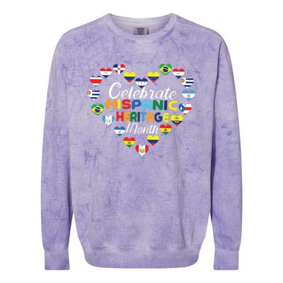 Hispanic Countries Flags Celebrate Hispanic Heritage Month Colorblast Crewneck Sweatshirt