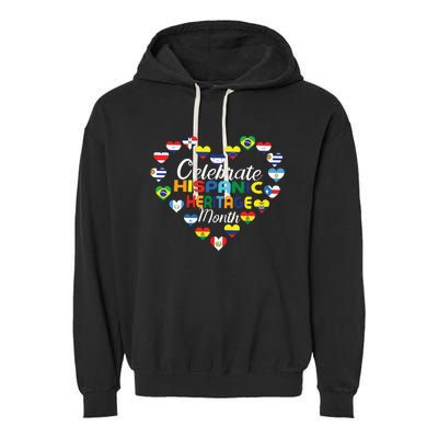 Hispanic Countries Flags Celebrate Hispanic Heritage Month Garment-Dyed Fleece Hoodie