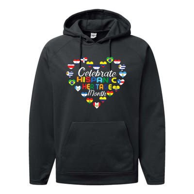 Hispanic Countries Flags Celebrate Hispanic Heritage Month Performance Fleece Hoodie