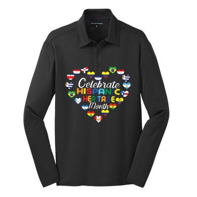 Hispanic Countries Flags Celebrate Hispanic Heritage Month Silk Touch Performance Long Sleeve Polo