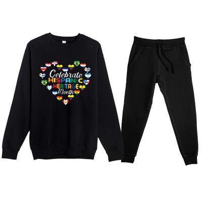 Hispanic Countries Flags Celebrate Hispanic Heritage Month Premium Crewneck Sweatsuit Set