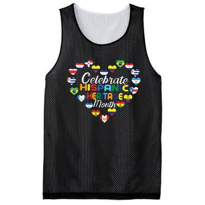 Hispanic Countries Flags Celebrate Hispanic Heritage Month Mesh Reversible Basketball Jersey Tank