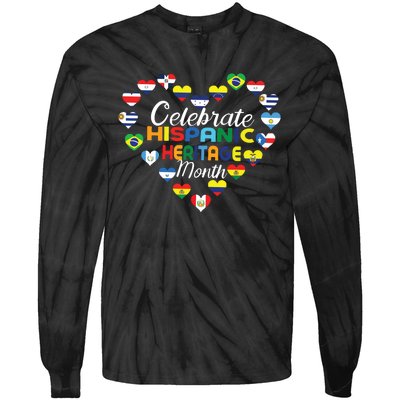 Hispanic Countries Flags Celebrate Hispanic Heritage Month Tie-Dye Long Sleeve Shirt