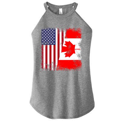 Half Canadian Flag Vintage Canada Usa Gift Great Gift Women’s Perfect Tri Rocker Tank