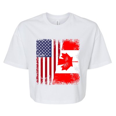 Half Canadian Flag Vintage Canada Usa Gift Great Gift Bella+Canvas Jersey Crop Tee