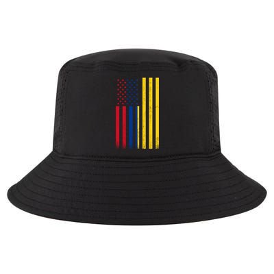 Half Colombian Flag Vintage American Inside Me Usa Gift Cool Comfort Performance Bucket Hat