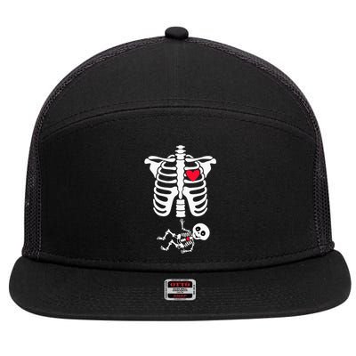 Halloween Costume for Pregnant Mom to Be Skeleton 7 Panel Mesh Trucker Snapback Hat