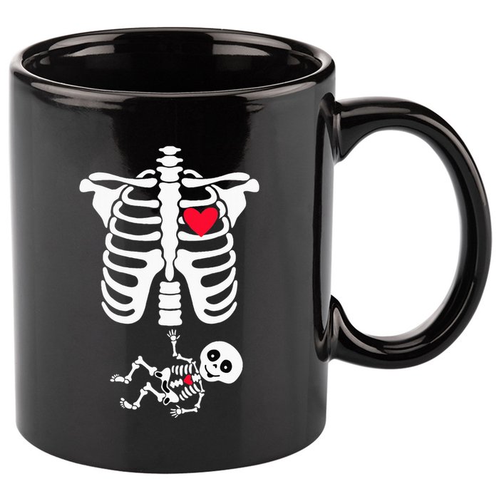 Halloween Costume for Pregnant Mom to Be Skeleton 11oz C Handle Ceramic Mug