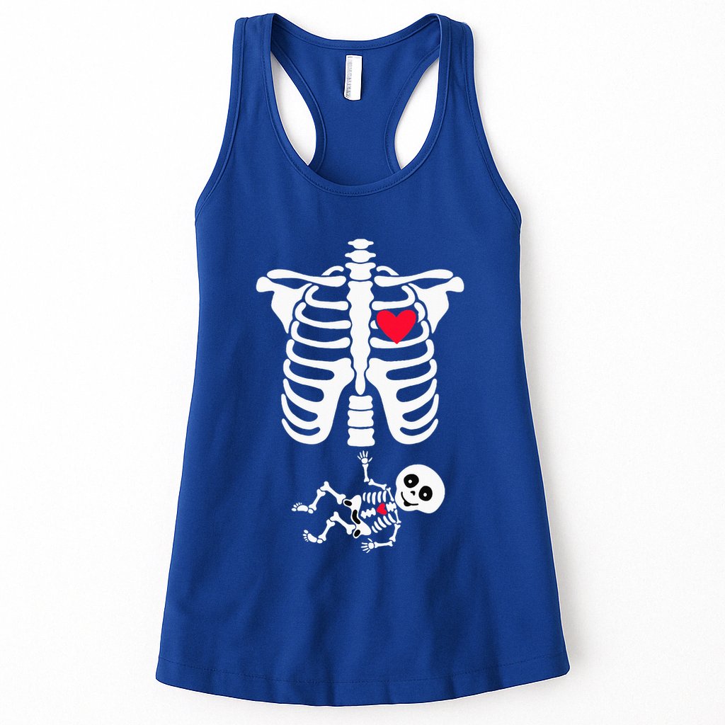 Halloween Costume for Pregnant Mom to Be Skeleton Womens Tank Top