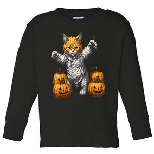 Halloween Cats Funny Cat Halloween Toddler Long Sleeve Shirt