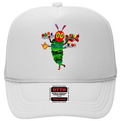 Hungry Caterpillar Funny Reading Book High Crown Mesh Back Trucker Hat