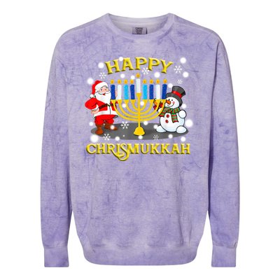 Happy Chrismukkah Funny Hanukkah Christmas Jewish Holiday Colorblast Crewneck Sweatshirt