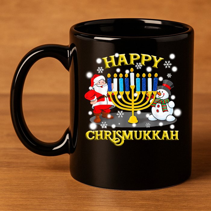 Happy Chrismukkah Funny Hanukkah Christmas Jewish Holiday 11oz C Handle Ceramic Mug