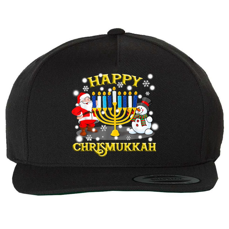 Happy Chrismukkah Funny Hanukkah Christmas Jewish Holiday Wool Snapback Cap